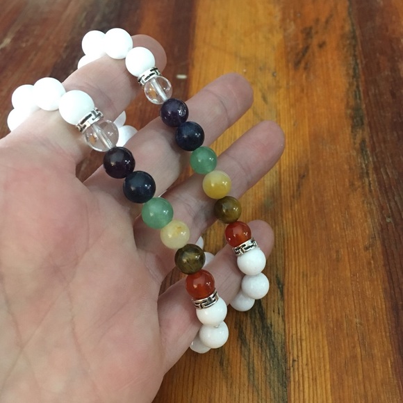 White Jade Chakra Bracelet NATURAL STONES - Picture 8 of 8